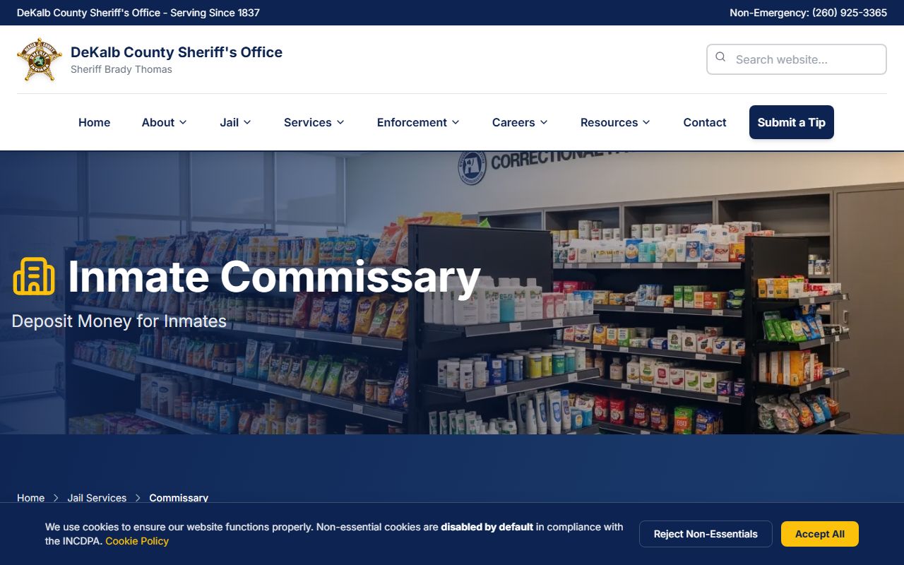 DeKalb County Jail commissary and money deposit options