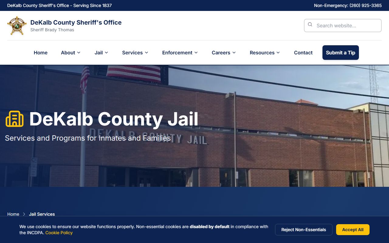 DeKalb County Jail official jail page and inmate services