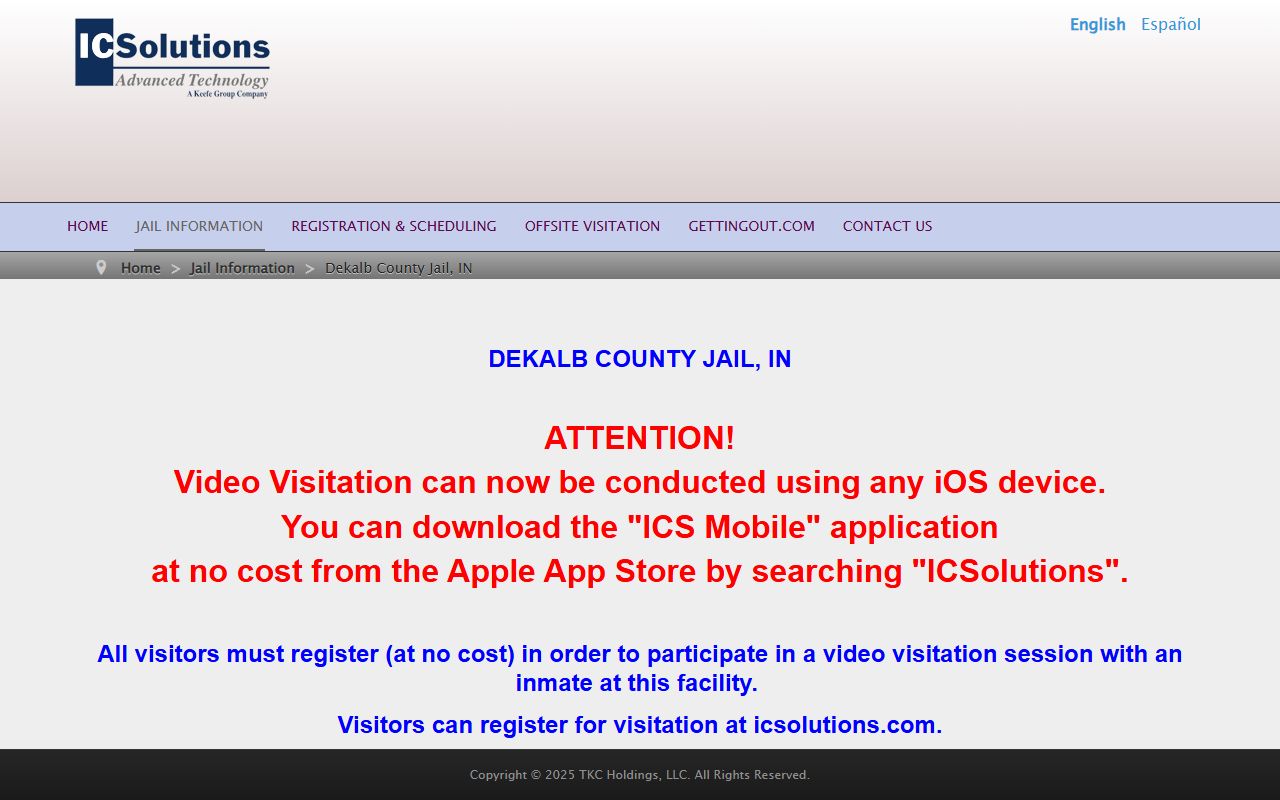 DeKalb County inmate records ICSolutions video visitation page